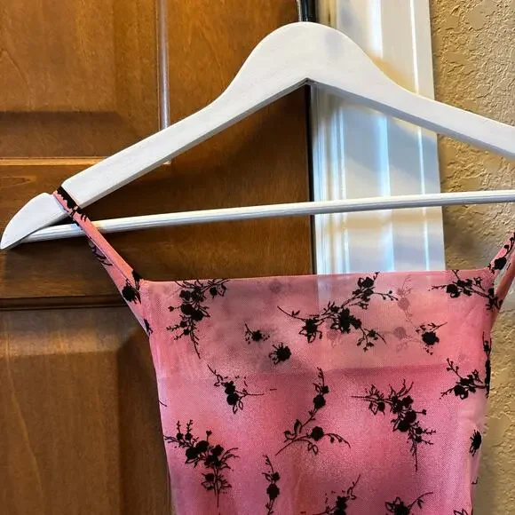 Wild‎ Fable S Crisscross Back Flocked Mesh Midi Slip Dress  Y2K Coquette Formal - Picture 4 of 9